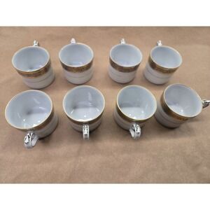 Muirfield 9338 Victorian Lace Coffee Mugs, Set of 7, Extra One With Minor Chip.